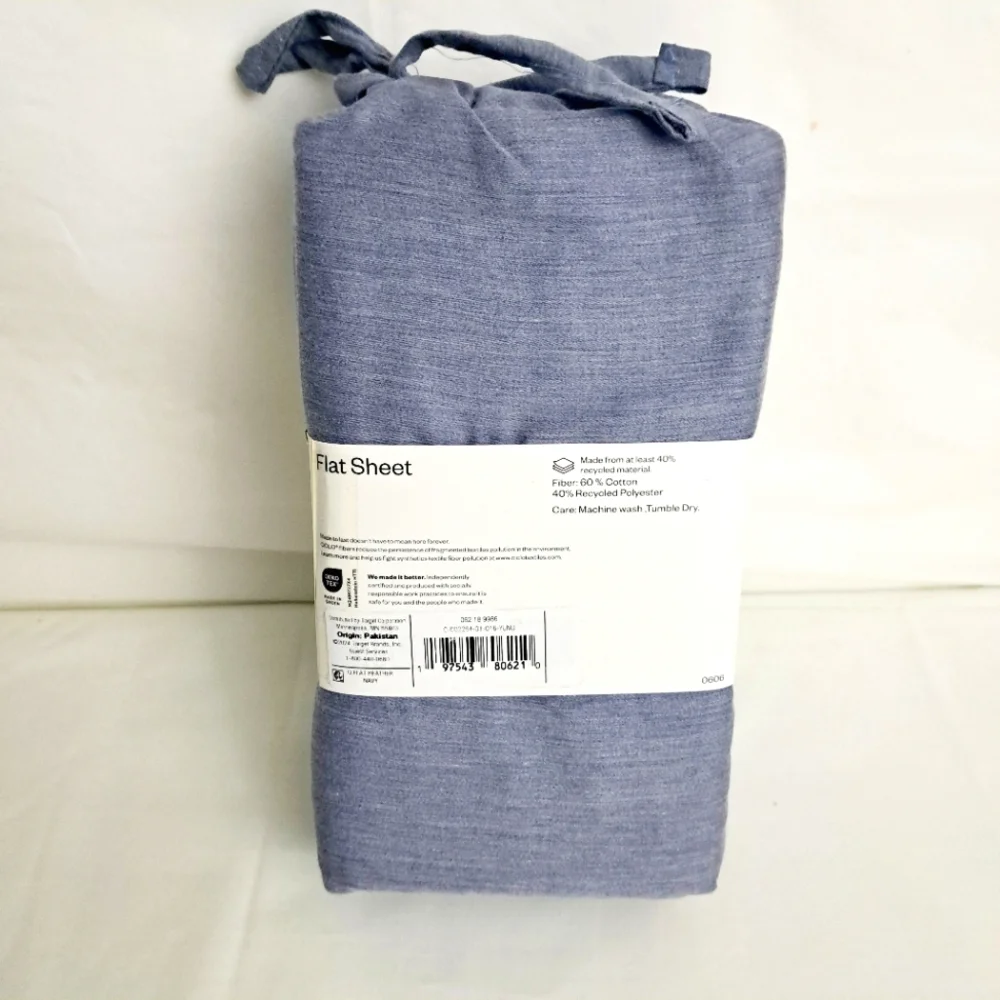 Room 1 Queen Easy Care Flat Sheet Gray Cotton Blend 90 in × 102 in